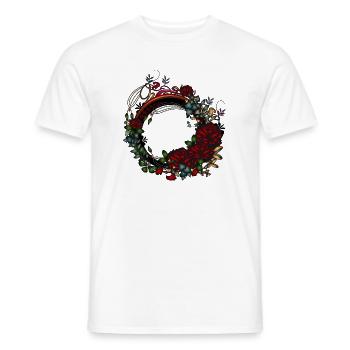 roseraie à cadre Art Nouveau sombre la nuit - T-shirt homme - blanc - Devant - AI Model Male 178 dark (178cm)