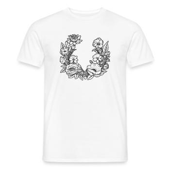 Couronne de fleurs Abeilles Prairie Fleurs de mariage - T-shirt homme - blanc - Devant - AI Model Male 178 dark (178cm)