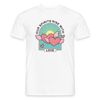 Our Spirits Rise With Love - Cute Love Hearts - Men's T-Shirt - white - Front - AI Model Male 178 dark (178cm)