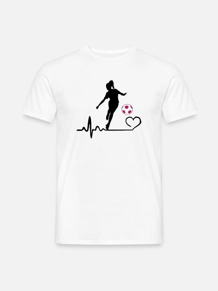 Fußballerin Herzschlag - Männer T-Shirt - Weiß