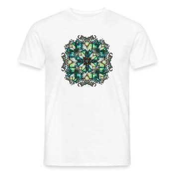 Rosace Art Nouveau en verre transparent - T-shirt homme - blanc - Devant - AI Model Male 178 dark (178cm)