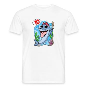 10th Birthday Motif Shark Pirate - Ten Years - Men's T-Shirt - white - Front - AI Model Male 178 dark (178cm)