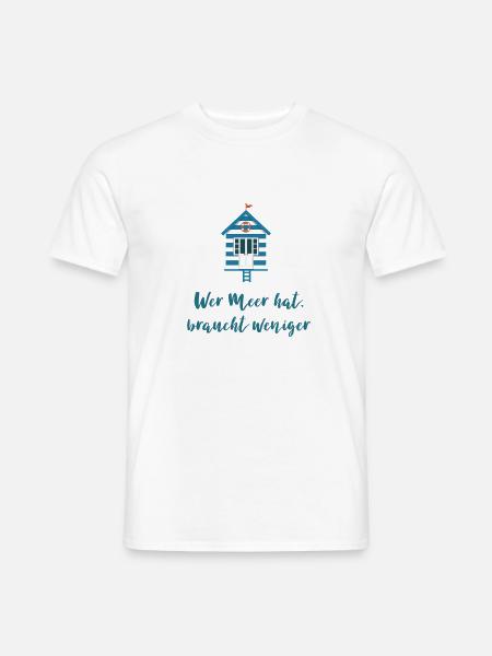 Wer Meer hat braucht weniger - Männer T-Shirt - Weiß