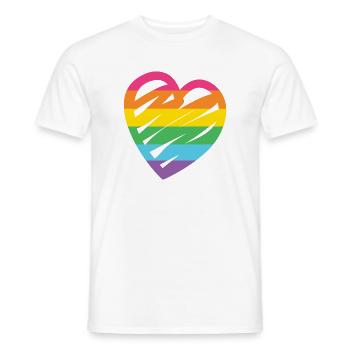 LGBTQ-Regenbogenherz - Männer T-Shirt - Weiß - Vorne - AI Model Male 178 dark (178cm)