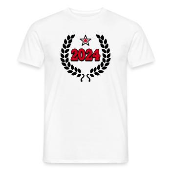 2024 - Anniversaire Anniversaire JGA Année de mariage - T-shirt homme - blanc - Devant - AI Model Male 178 dark (178cm)