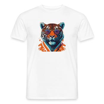 Wild und furchtlos: Retro Tiger T-Shirt - Männer T-Shirt - Weiß - Vorne - AI Model Male 178 dark (178cm)