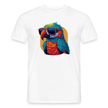 Farbenfroher Charmer: Retro Papagei T-Shirt - Männer T-Shirt - Weiß - Vorne - AI Model Male 178 dark (178cm)