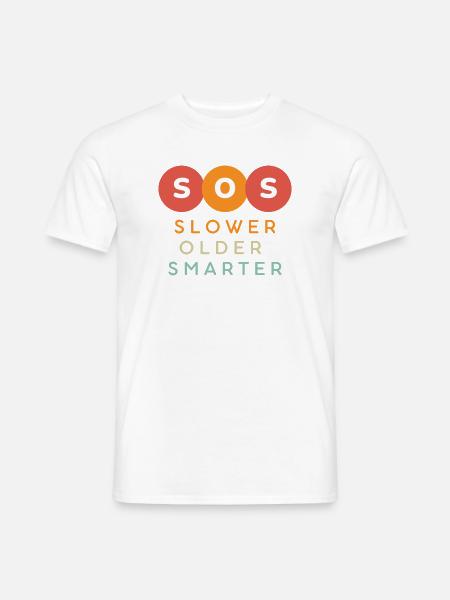SOS Slower Older Smarter Design - Männer T-Shirt - Weiß