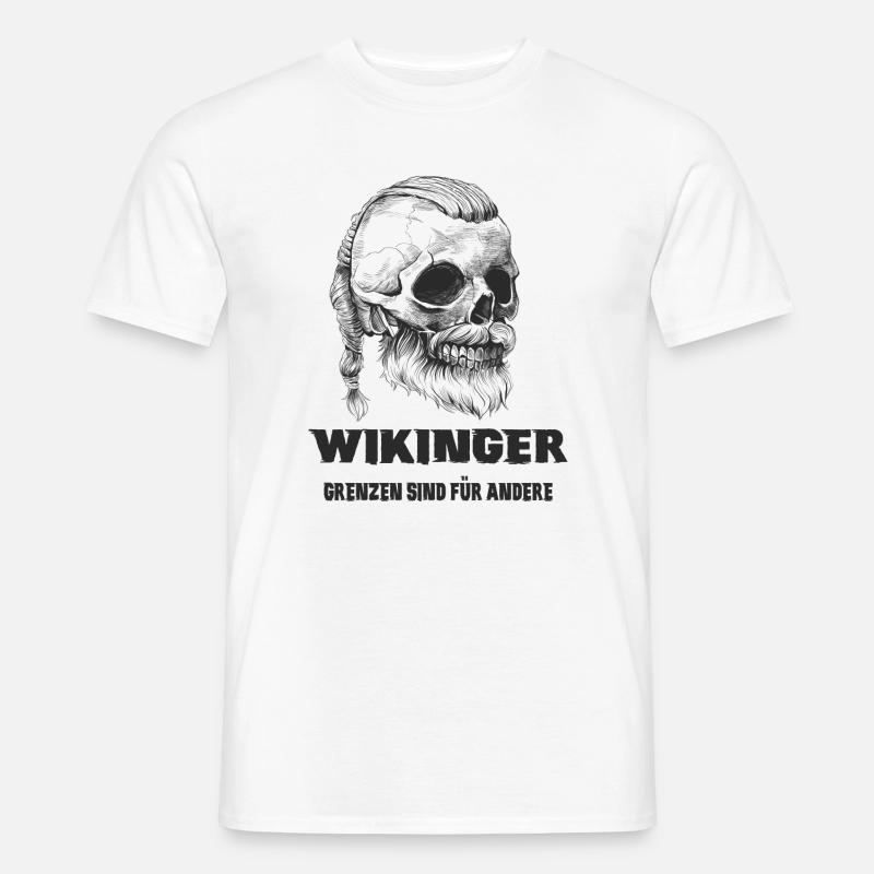 Wikinger Totenkopf Design - Männer T-Shirt - Weiß