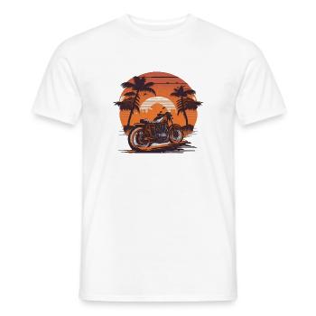Vintage Motorrad bei Sonnenuntergang - Männer T-Shirt - Weiß - Vorne - AI Model Male 178 dark (178cm)