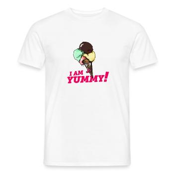 I AM YUMMY - like an i__ cream - Männer T-Shirt - Weiß - Vorne - AI Model Male 178 dark (178cm)