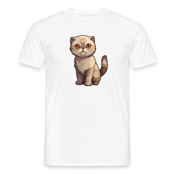 Chaton Scottish Fold de mauvaise humeur - T-shirt homme - blanc - Devant - AI Model Male 178 dark (178cm)