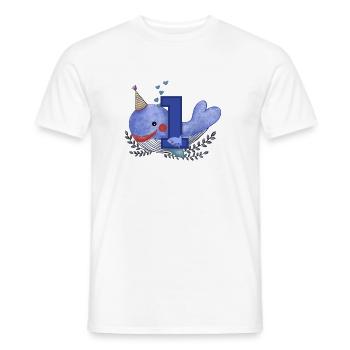 First Birthday Happy Birthday Little Whale - Men's T-Shirt - white - Front - AI Model Male 178 dark (178cm)