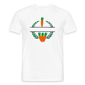 Roots in laurel wreath with orange carrots - Men's T-Shirt - white - Front - AI Model Male 178 dark (178cm)