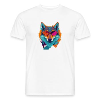 Retro Wolf Revolt - Men's T-Shirt - white - Front - AI Model Male 178 dark (178cm)