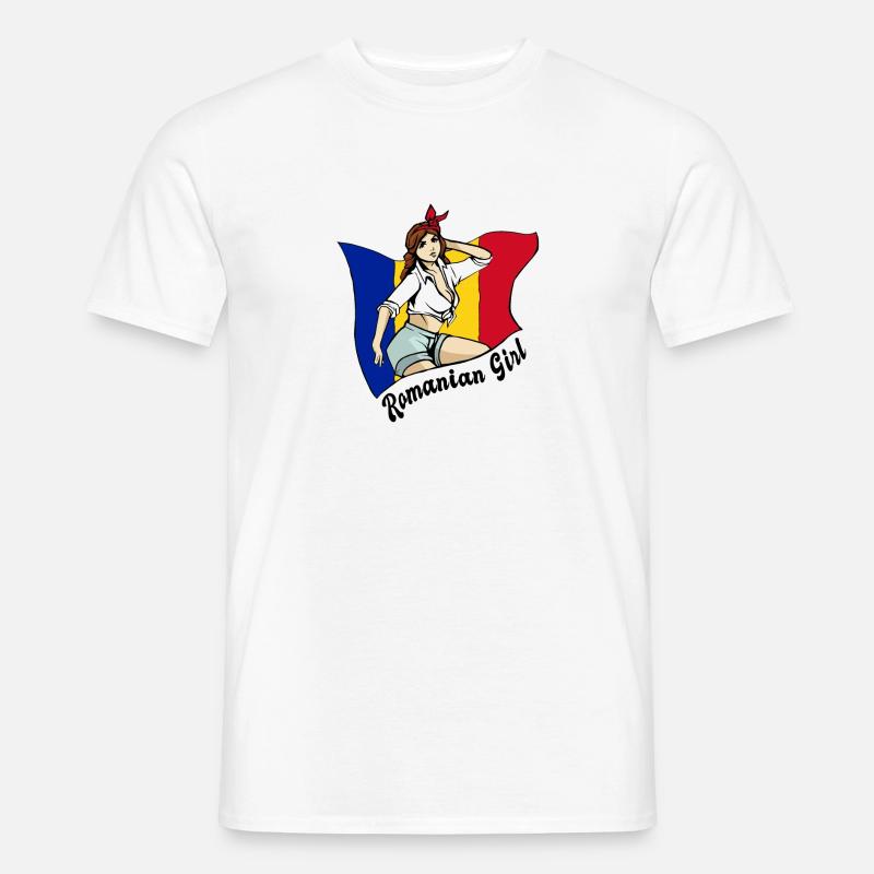 Rumänisches Mädchen Flaggen Design - Männer T-Shirt - Weiß