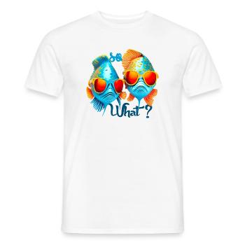 Poissons colorés avec des lunettes de soleil - T-shirt homme - blanc - Devant - AI Model Male 178 dark (178cm)