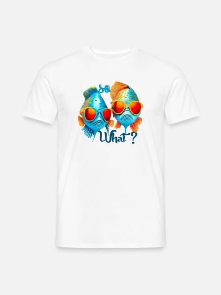 Bunte Fische mit Sonnenbrillen - Mænd T-shirt - hvid