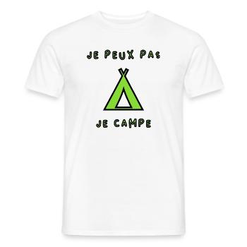 CAMPING. CAMPER. JE PEUX PAS. HUMOUR. VACANCES - T-shirt homme - blanc - Devant - AI Model Male 178 dark (178cm)