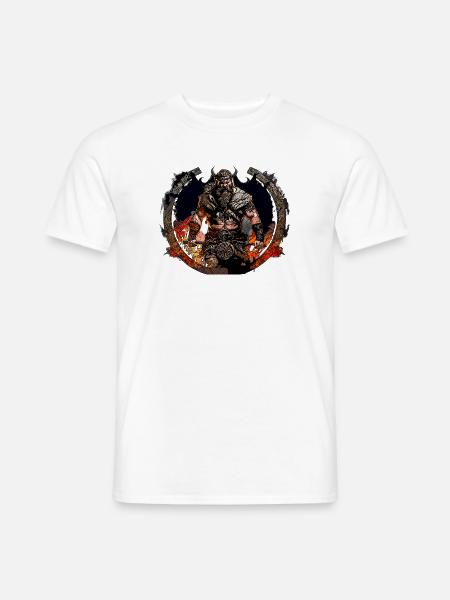 Viking Krieger im Feuerkreis - Männer T-Shirt - Weiß