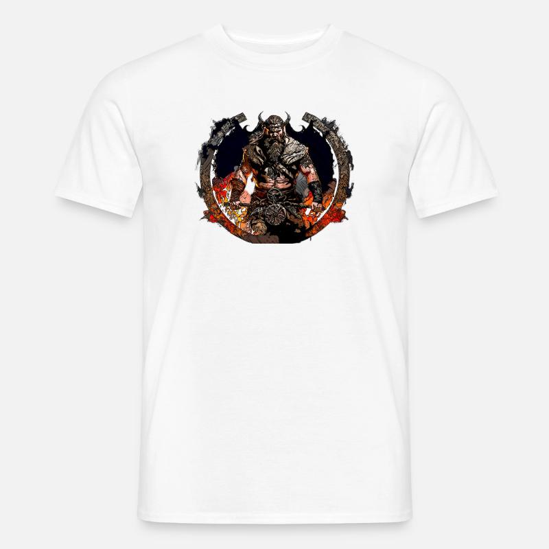 Viking Krieger im Feuerkreis - Männer T-Shirt - Weiß