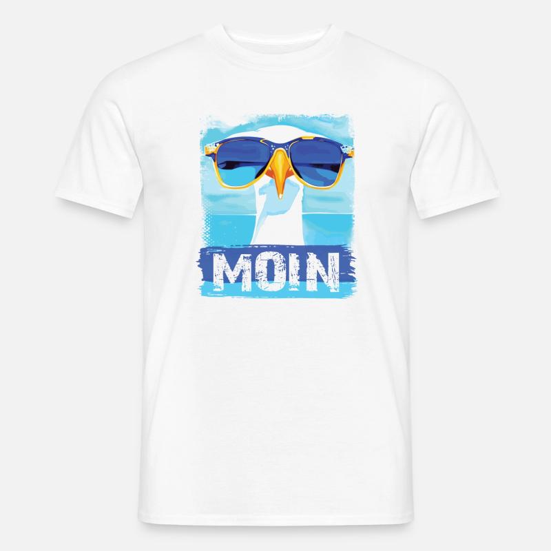 Moin Möwe - blue white Möwen Collection - Männer T-Shirt - Weiß
