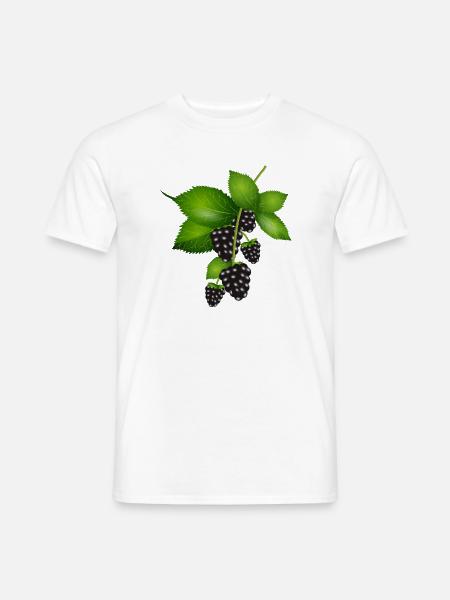 leuchtend dunkelviolette Brombeeren mit Blätter - Männer T-Shirt - Weiß