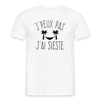 J'peux pas j'ai sieste - Humour repos - T-shirt homme - blanc - Devant - AI Model Male 178 dark (178cm)