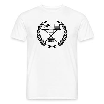 Planche à repasser en couronne de laurier - T-shirt homme - blanc - Devant - AI Model Male 178 dark (178cm)