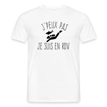 J'peux pas je suis en RDV - Humour Plongée - T-shirt homme - blanc - Devant - AI Model Male 178 dark (178cm)