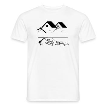 Two high-pressure sprayers façade cleaning with houses - Men's T-Shirt - white - Front - AI Model Male 178 dark (178cm)
