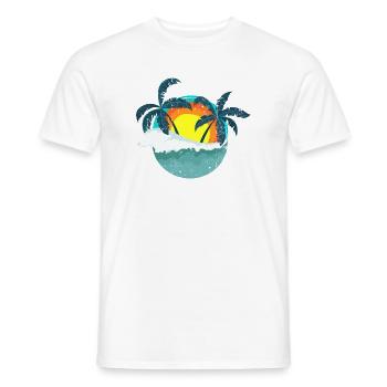Tropischer Sonnenuntergang Palmen Insel - Männer T-Shirt - Weiß - Vorne - AI Model Male 178 dark (178cm)