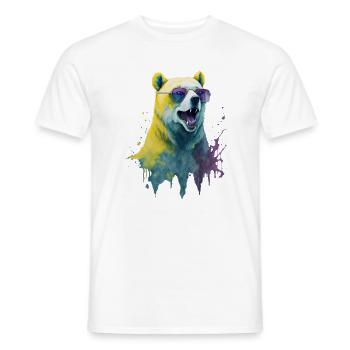 Cool polar bear with sunglasses, portrait - Men's T-Shirt - white - Front - AI Model Male 178 dark (178cm)