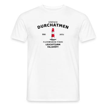Flensburger Förde, Leuchtturm Falshöft, Durchatmen - Männer T-Shirt - Weiß - Vorne - AI Model Male 178 dark (178cm)