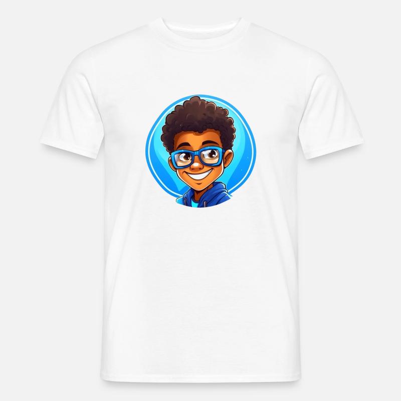 Lebhafter Kinderporträt mit Brille - Männer T-Shirt - Weiß