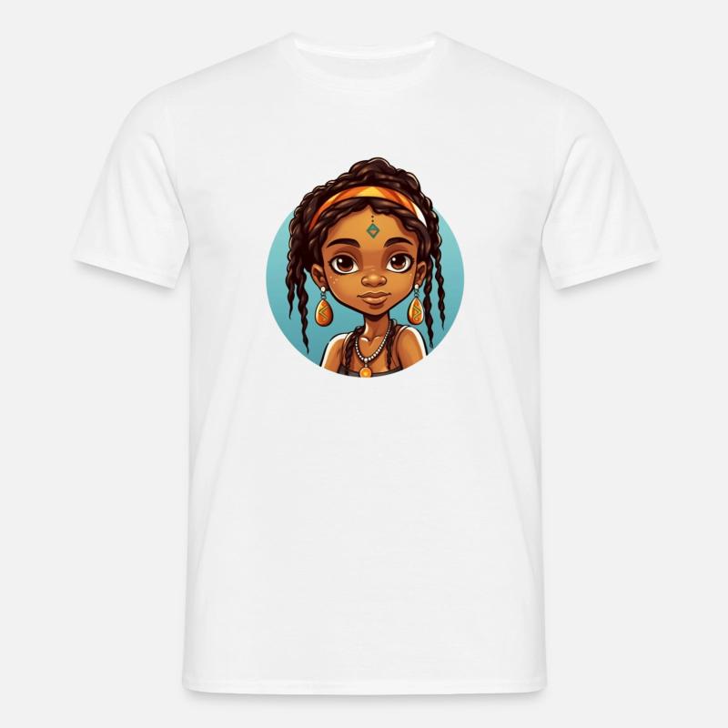 Afro sort barn ung pige etnisk gaveide - T-shirt til herrer - hvid