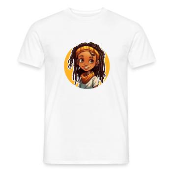 Casual dreadlocks style with colorful headgear - Men's T-Shirt - white - Front - AI Model Male 178 dark (178cm)