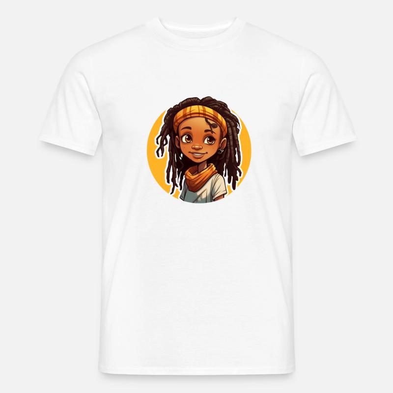 Lässiger Dreadlocks-Stil mit bunter Kopfbedeckung - Männer T-Shirt - Weiß