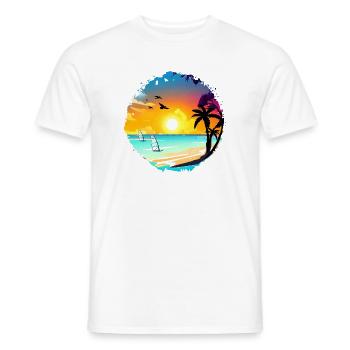 Summer Sunset Beach Watercolor - Men's T-Shirt - white - Front - AI Model Male 178 dark (178cm)