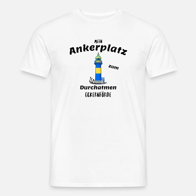 Alter Leuchtturm Eckernförde, Ankerplatz - Männer T-Shirt - Weiß