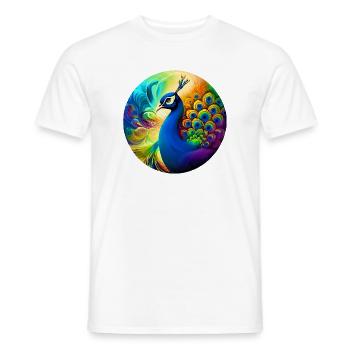 Peacock - Men's T-Shirt - white - Front - AI Model Male 178 dark (178cm)
