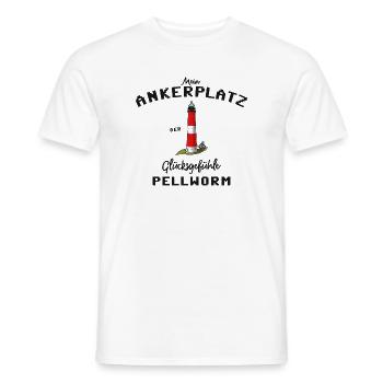 Pellworm, Ankerplatz Glücksgefühle, Leuchtturm - Männer T-Shirt - Weiß - Vorne - AI Model Male 178 dark (178cm)