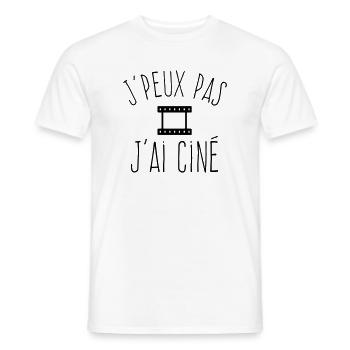 J'peux pas j'ai ciné - Excuse cinéphile - T-shirt homme - blanc - Devant - AI Model Male 178 dark (178cm)