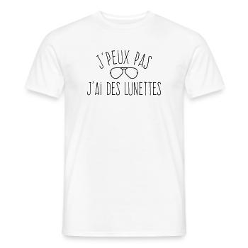 J'peux pas j'ai des lunettes  - T-shirt homme - blanc - Devant - AI Model Male 178 dark (178cm)