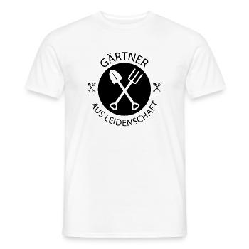 gärtner aus leidenschaft Spaten Gabel Rechen Logo - Männer T-Shirt - Weiß - Vorne - AI Model Male 178 dark (178cm)