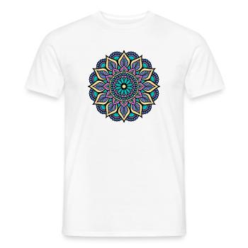 Mandala - Vert Bleu Jaune Rose Mandala indien - T-shirt homme - blanc - Devant - AI Model Male 178 dark (178cm)