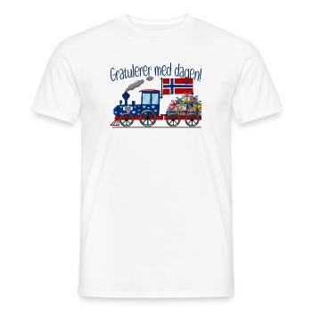 Gratulerer med dagen Norwegen Geschenke Eisenbahn - Männer T-Shirt - Weiß - Vorne - AI Model Male 178 dark (178cm)