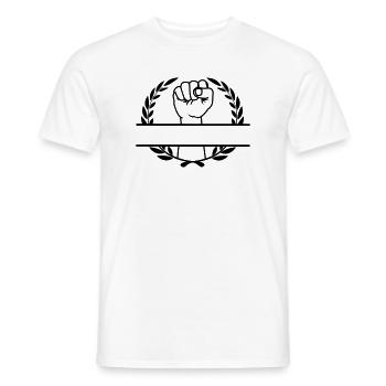 Faust in Lorbeerkranz für Namen erhoben - Männer T-Shirt - Weiß - Vorne - AI Model Male 178 dark (178cm)