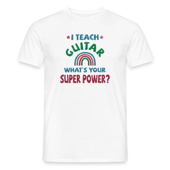 J’enseigne la guitare quel est ton super pouvoir? - T-shirt homme - blanc - Devant - AI Model Male 178 dark (178cm)