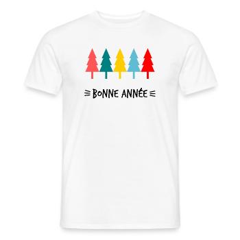 BONNE ANNEE. SAINT SYLVESTRE. NOUVELLE ANNÉE - T-shirt homme - blanc - Devant - AI Model Male 178 dark (178cm)